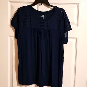 St John's Bay ladies navy t shirt size XL